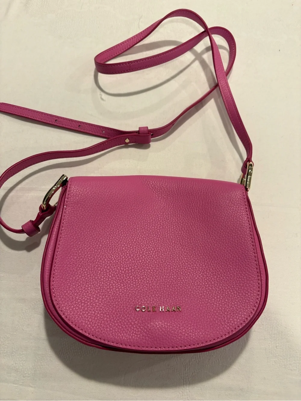 Cole Haan Hot Pink Pebbled Leather Crossbody